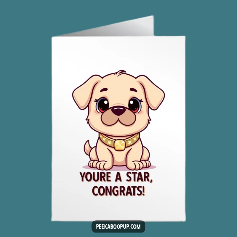 Free Printable Congrats Card: Sparkly Puppy Success - Funny Downloadable Gift