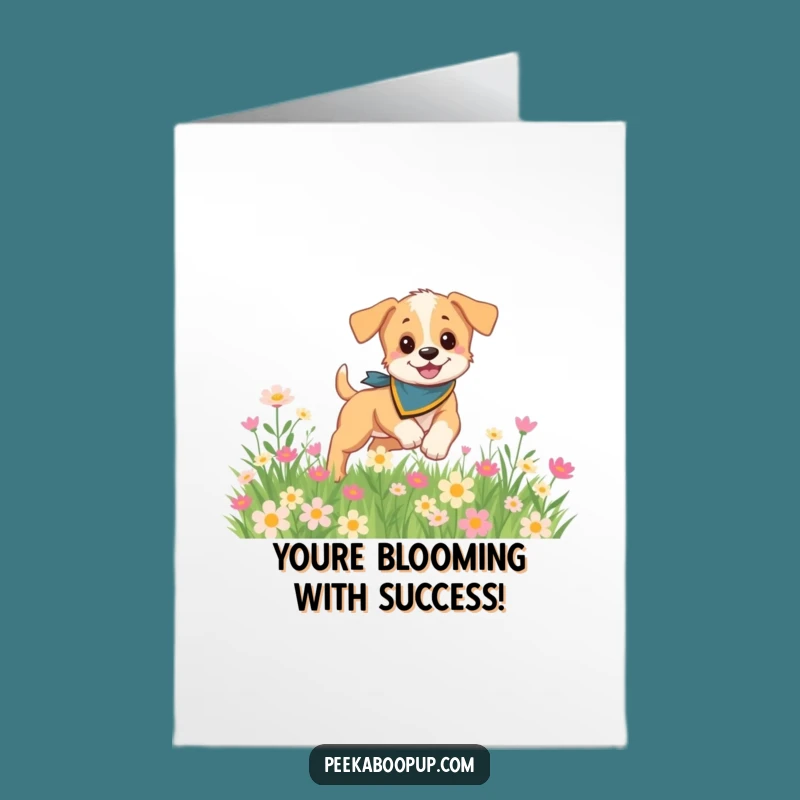 Free Printable Puppy Card - Flower Pup Congratulations Downloadable Gift
