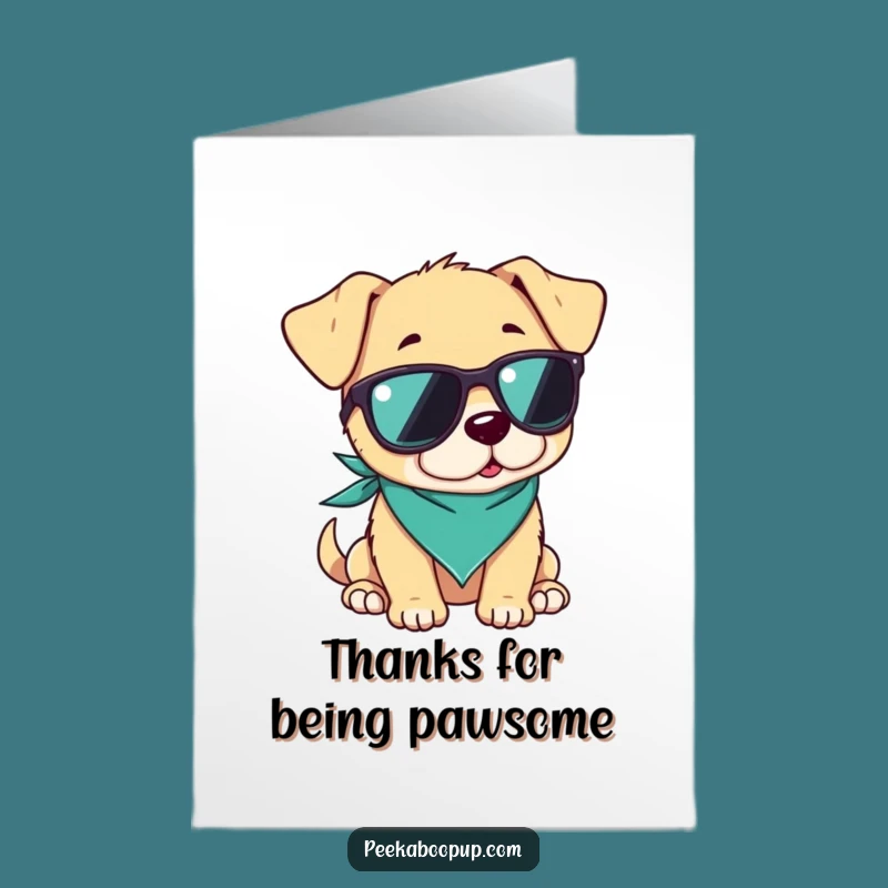 Free Printable Cool Puppy Thank You Card: Funny Relaxed Style Downloadable