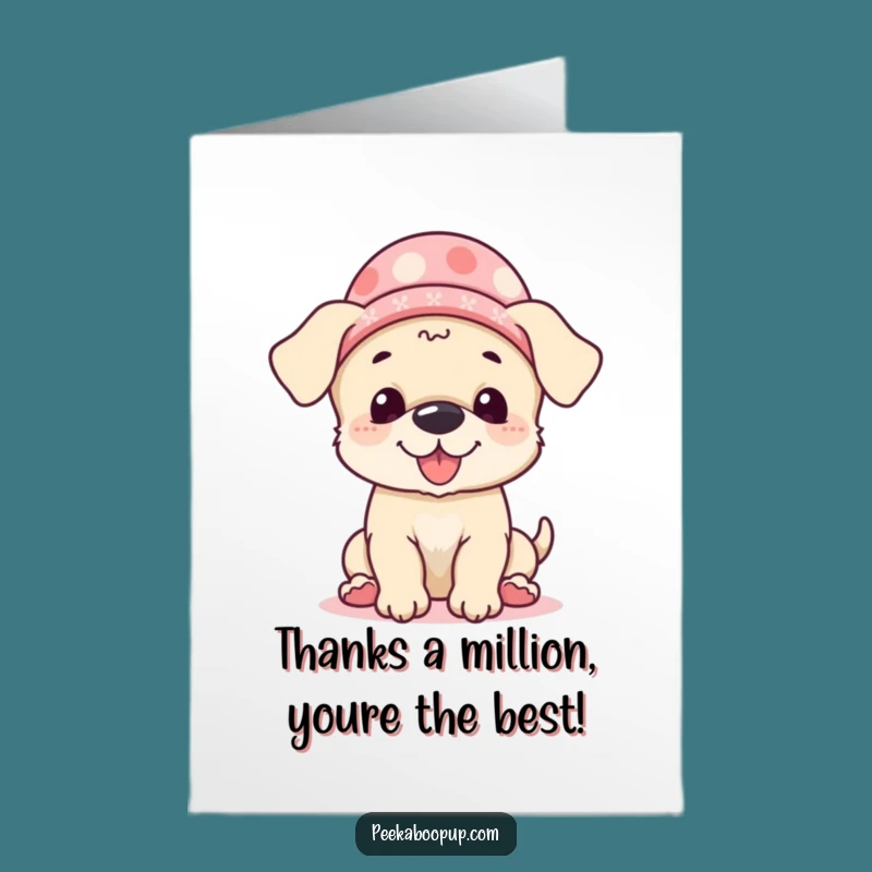 Free Printable Giggling Puppy Peek-a-Boo Thank You Card - Humorous Downloadable