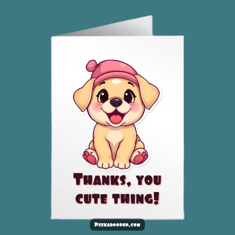 Free Printable Thank You Card: Giggling Puppy, Funny Hat, Downloadable Gratitude!