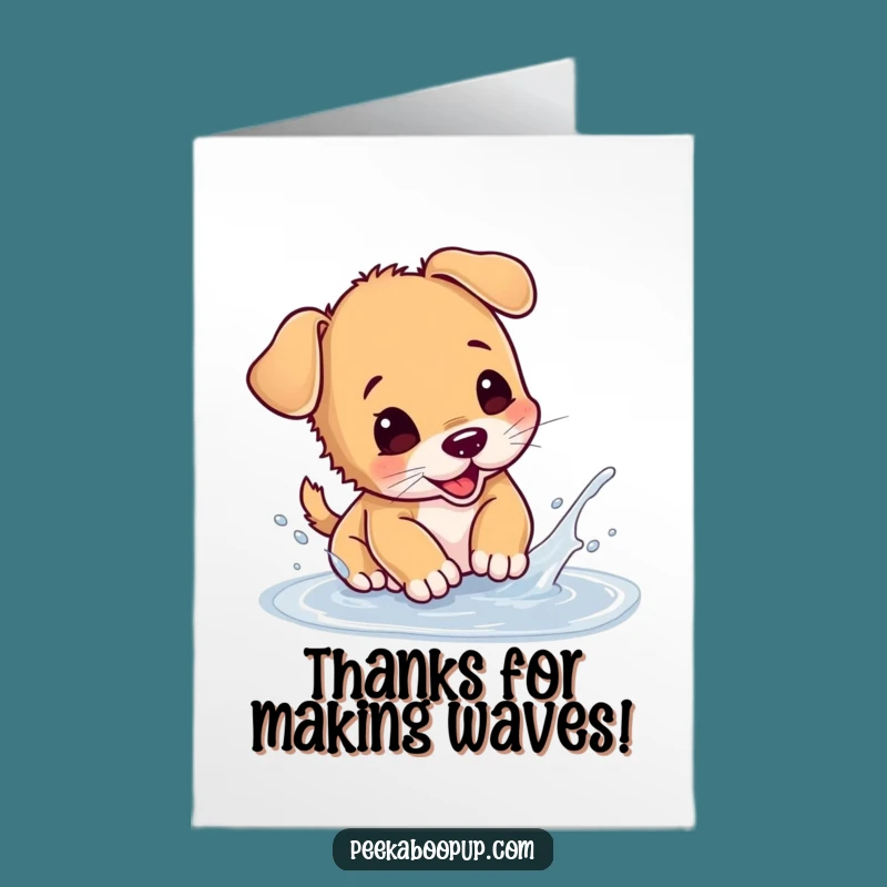 Free Printable Thank You Card: Puppy Puddle Splash, Show Gratitude with Playful Charm!