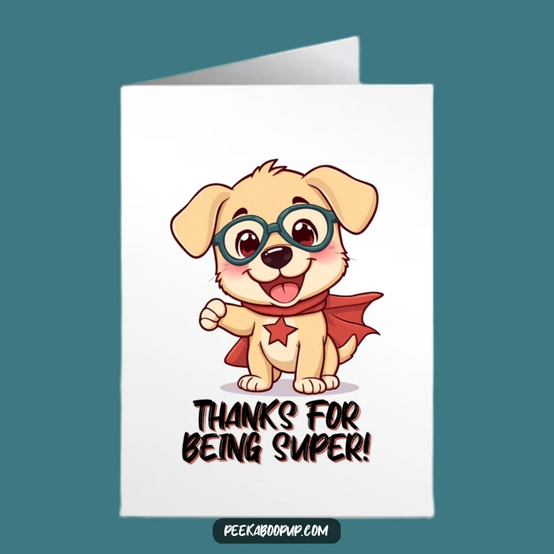 Free Printable Thank You Card: Superhero Puppy - Funny Downloadable Gift