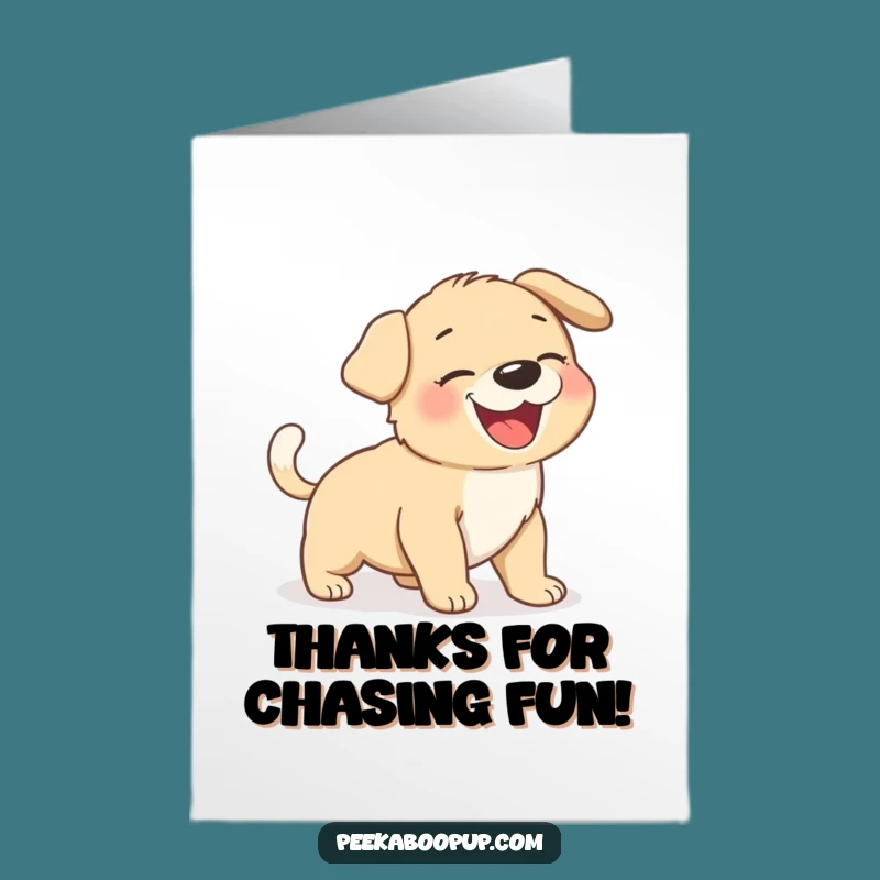 Funny Free Printable Puppy Thank You Card: Tail Chase Gratitude Downloadable Gift