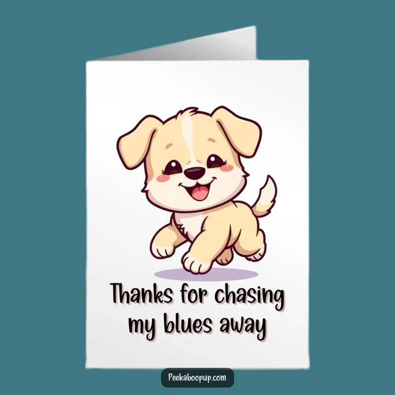 Free Printable Thank You Card: Adorable Puppy Tail Chase, Grateful Downloadable Art