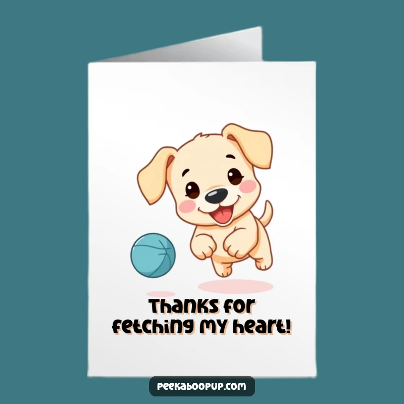 Free Printable Thank You Card: Puppy's Ball Chase Expresses Gratitude, Downloadable Cheer