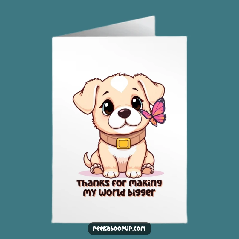 Free Printable Thank You Card: Curious Pup, Big Collar, Grateful Downloadable Art