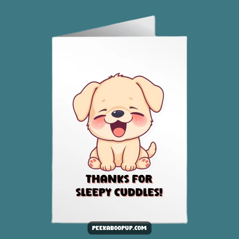 Funny Free Printable Puppy Thank You Card: Sleepy Yawn Gratitude Downloadable Gift