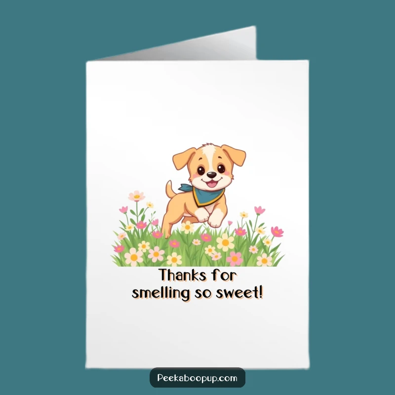 Free Printable Puppy Thank You Card - Flower Pup Downloadable Gift