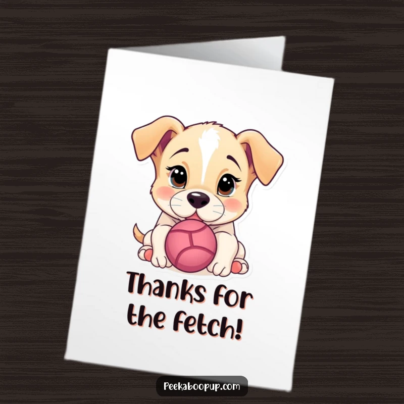 Funny Free Printable Thank You Card: Sweet puppy with a playful nudge, thanking you with all its heart.