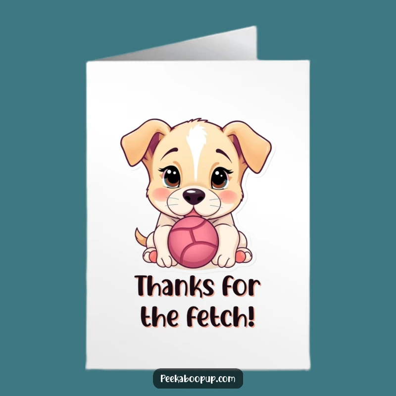 Free Printable Puppy Thank You Card: Funny Dog Nudging Ball, Thoughtful Downloadable Gift