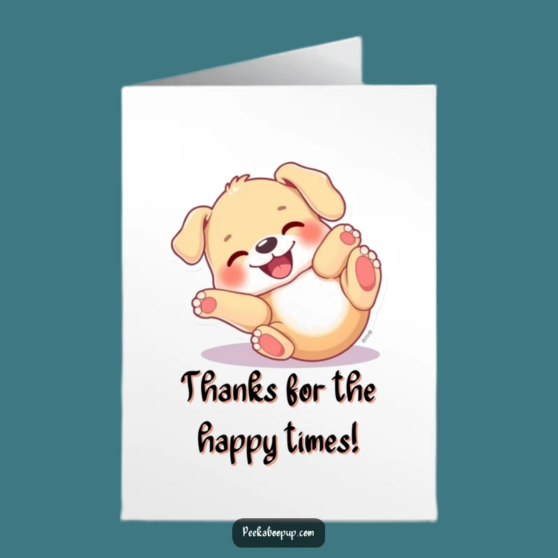 Free Printable Thank You Card: Joyful Puppy expresses thanks funny downloadable gift