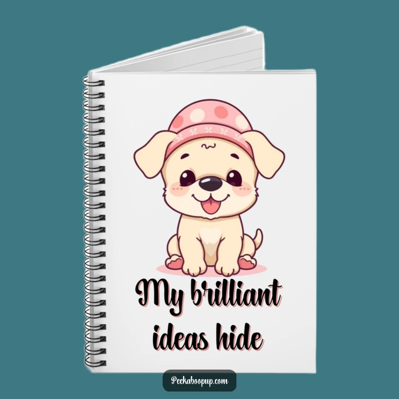 Funny Giggling Puppy Peek-a-Boo Hat Notebook: Jot Down Notes with Humor