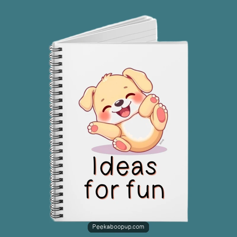 Funny Puppy Roll Notebook - Joyful Dog Rolling Back Journal Funny Gift
