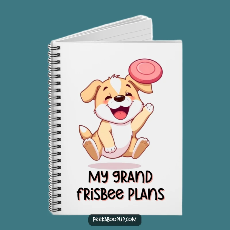 Funny Puppy Frisbee Catch Notebook - Jot Down Ideas with Joy!