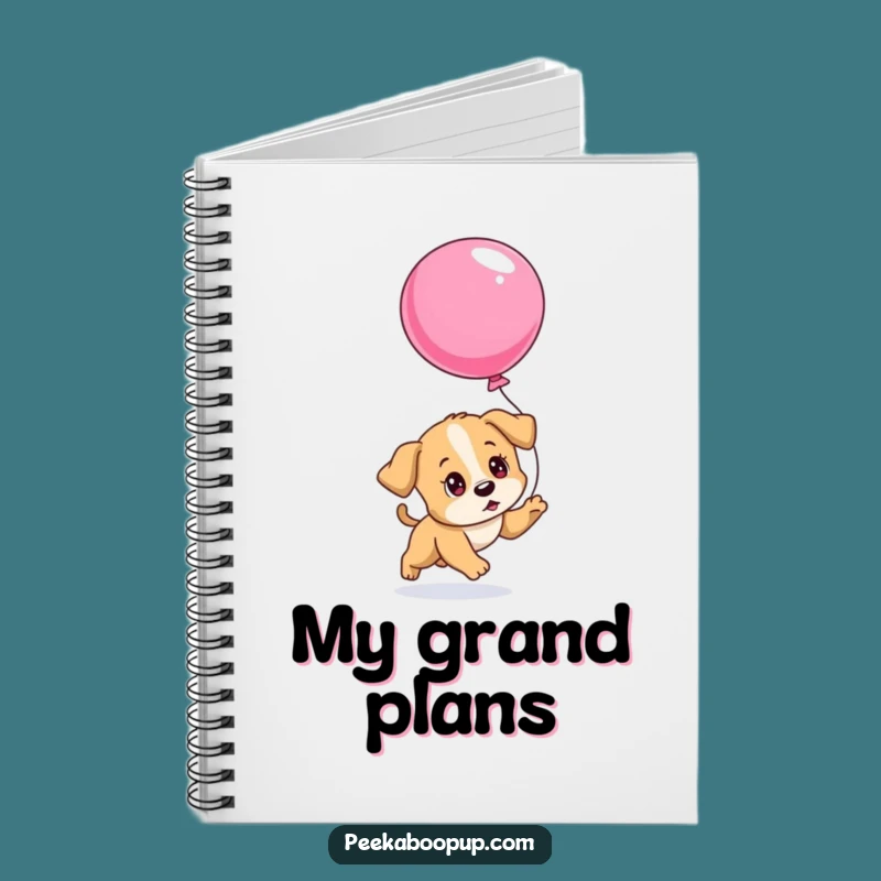 Funny Determined Puppy Balloon Notebook, For Persistent Thoughts and Comedic Notes Gift