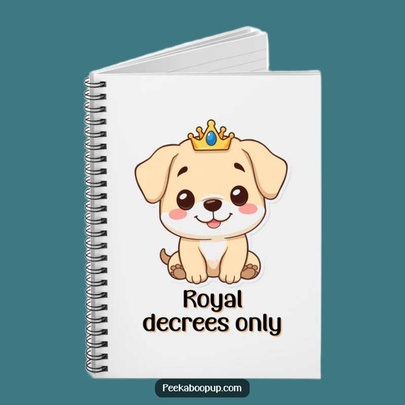 Funny Royal Puppy Notebook - Cute Crowned Dog Gentle Smile Journal Funny Gift