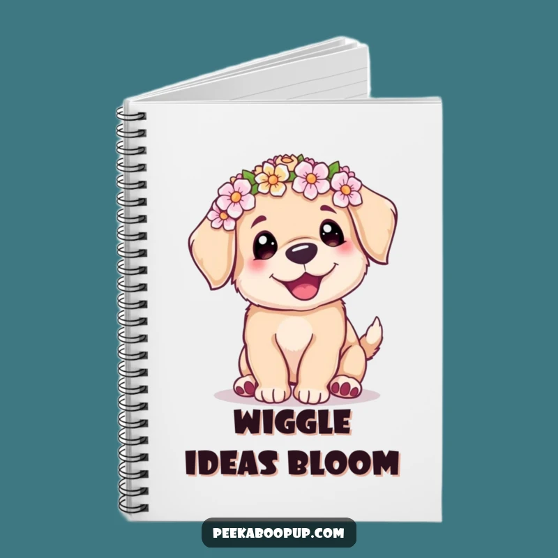 Funny Puppy Flower Crown Notebook: Wiggle & Write, Perfect Gift