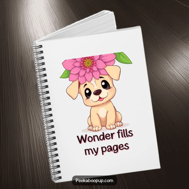 Funny Curious Puppy Notebook: Features a puppy with curious eyes sniffing a giant flower for your notes