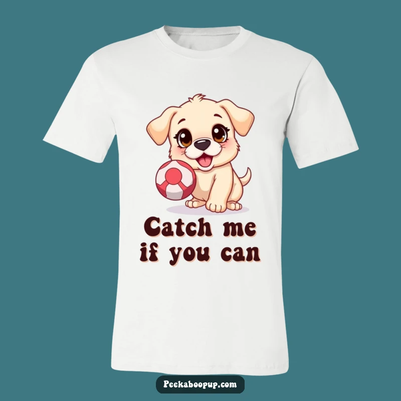 Funny Puppy Ball Chase T-Shirt: High-Energy Dog Apparel, a Perfect Gift