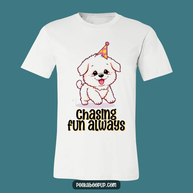 Funny Puppy Party T-Shirt: Tail Chasing Humor, Playful Apparel