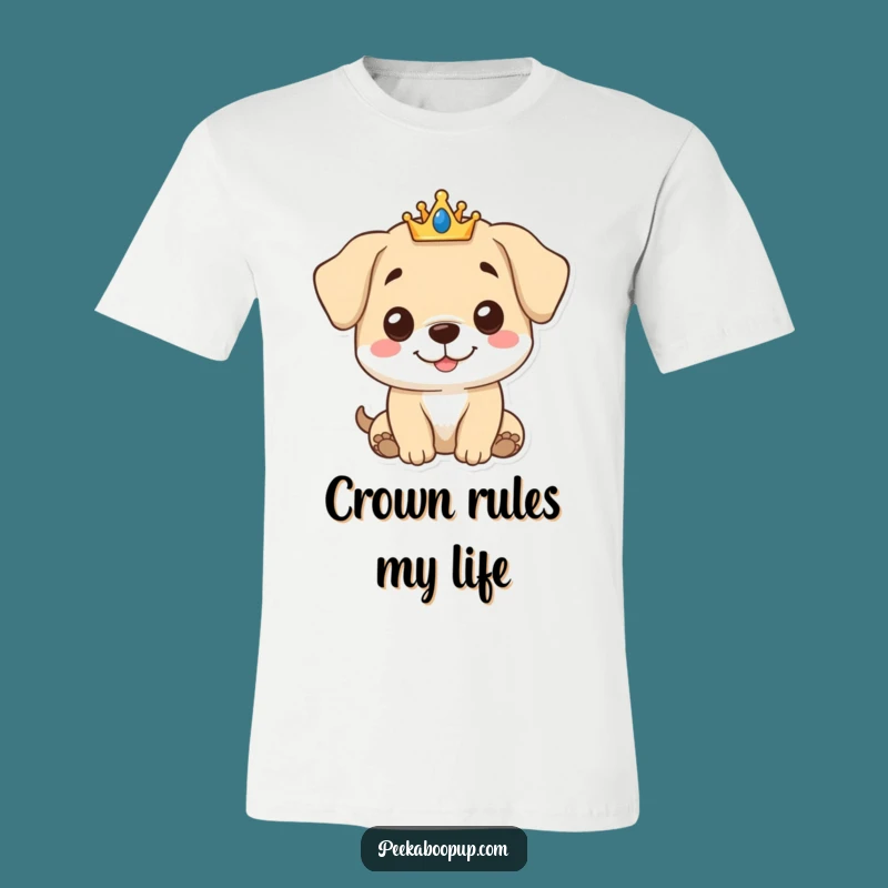 Funny Royal Puppy T-Shirt - Cute Crowned Dog with Gentle Smile Perfect Funny Gift