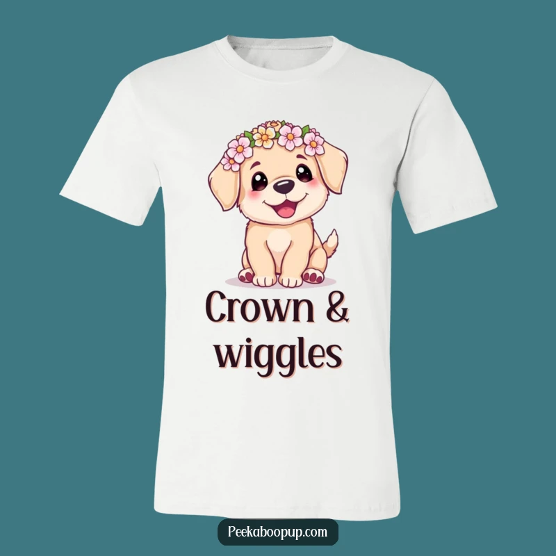 Funny Puppy Flower Crown Shirt: Adorable Wiggle, Perfect Cute Gift