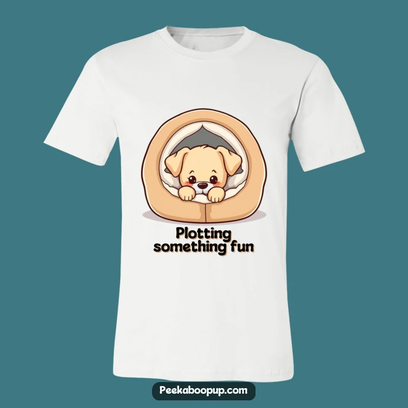Funny Mischief Dog T-Shirt - Cozy Bed Peek, Great Humorous Pup Gift!
