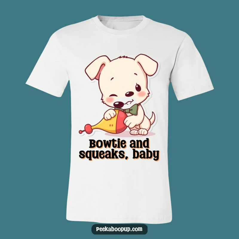 Funny Mischievous Puppy Bowtie T-Shirt - Hilarious Dog Lover Gift Idea