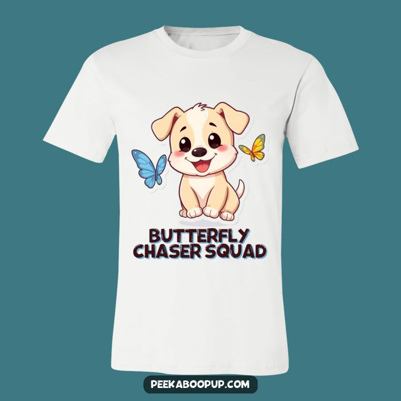 Funny Puppy Butterfly T-Shirt: Chase Fun, Perfect Gift