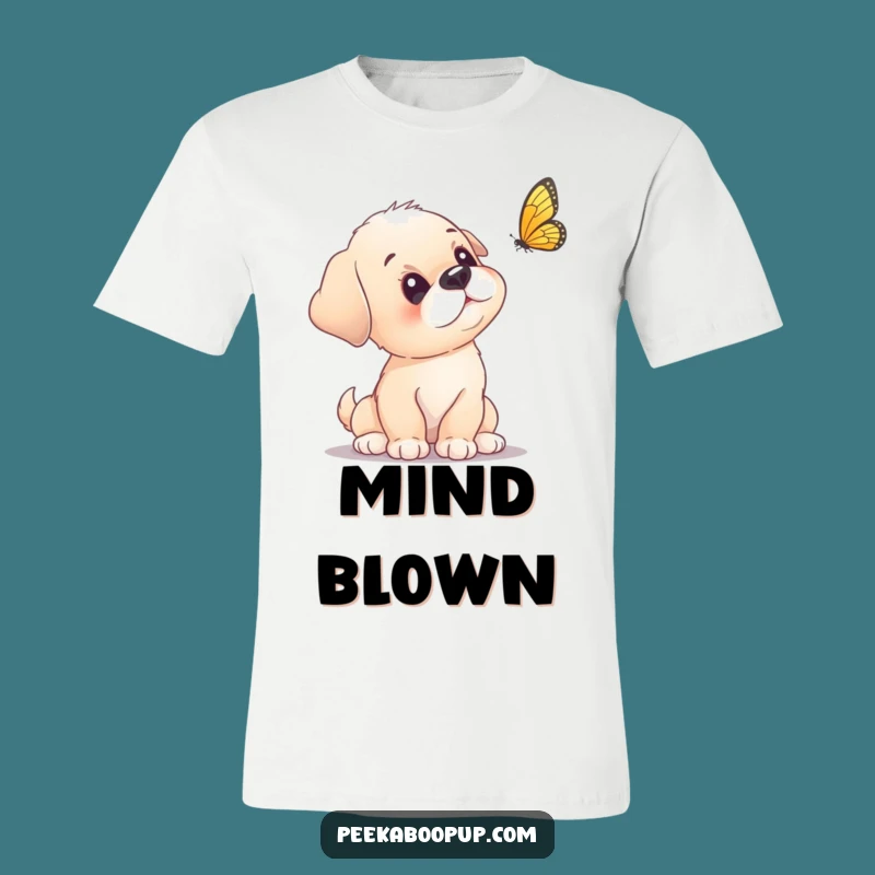 Funny Puppy Butterfly T-Shirt - Curious Puppy Head Tilt Tee