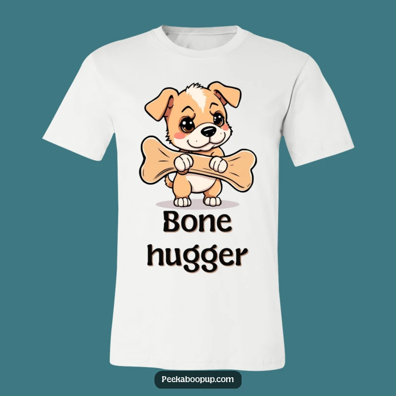 Funny Puppy Giant Bone Effort T-Shirt: Determined Dog, Great Gift