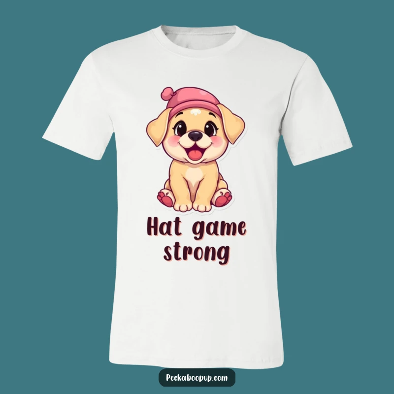 Funny Puppy Giggling T-Shirt - Wear a Hilarious, Hat-Wearing Pup!