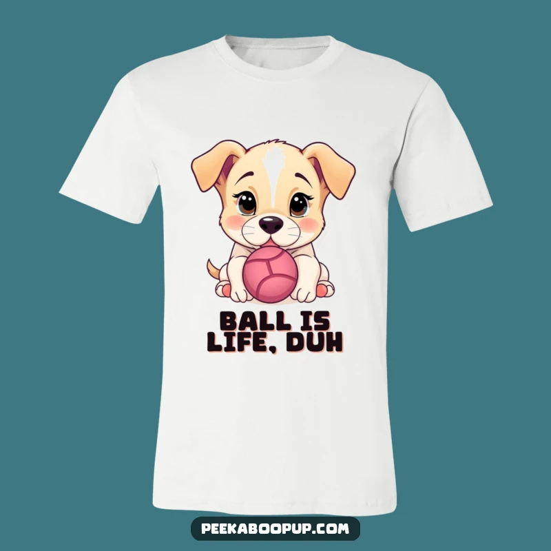Funny Puppy Nudging Ball T-Shirt: Hilarious Dog Design for Playful Personalities