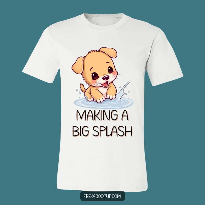 Funny Puppy Puddle Splash T-Shirt