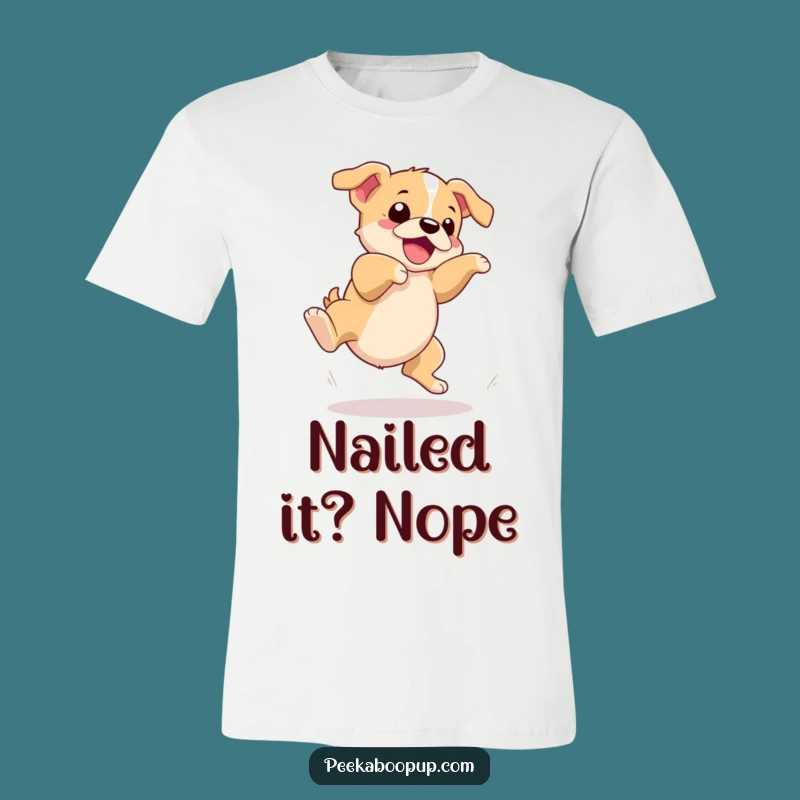 Funny Puppy Trip T-Shirt - Clumsy Dog's Dramatic Leap