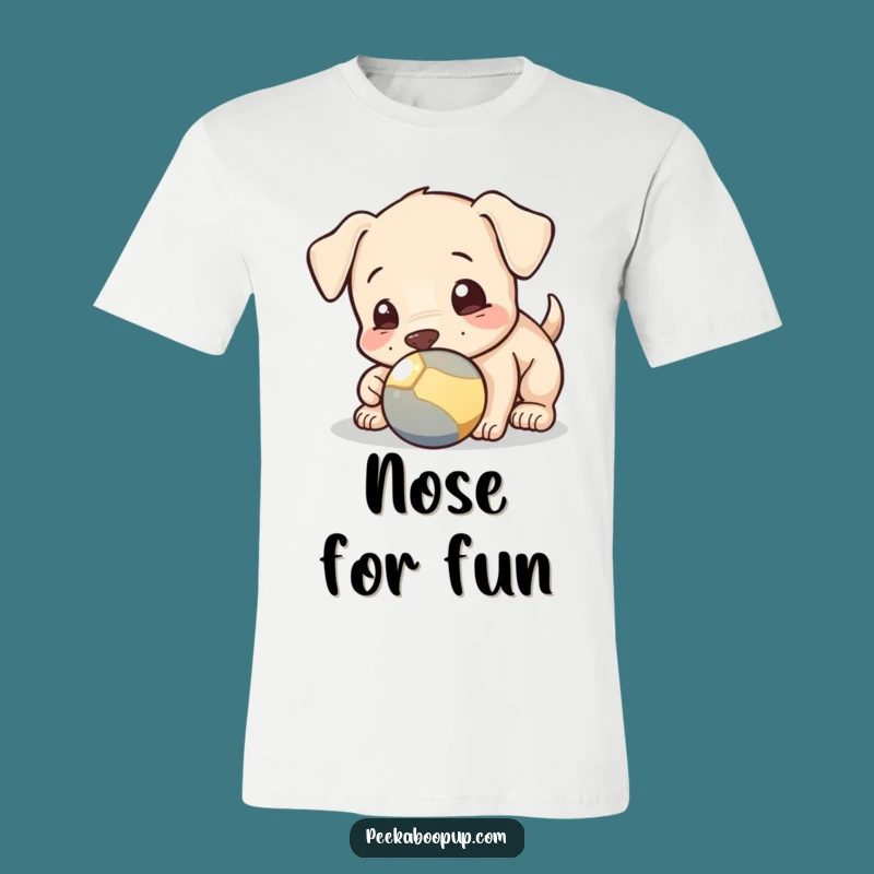 Funny Puppy Ball T-Shirt - Playful Pup's Nose Nudge
