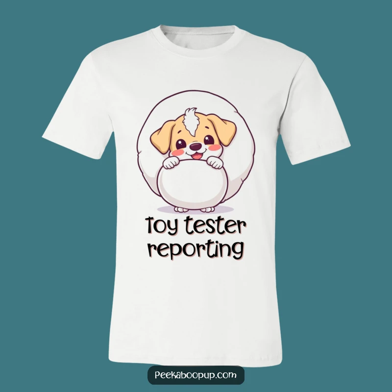 Funny Puppy Squeaky Toy T-Shirt - Peek-a-Boo Delight Tee