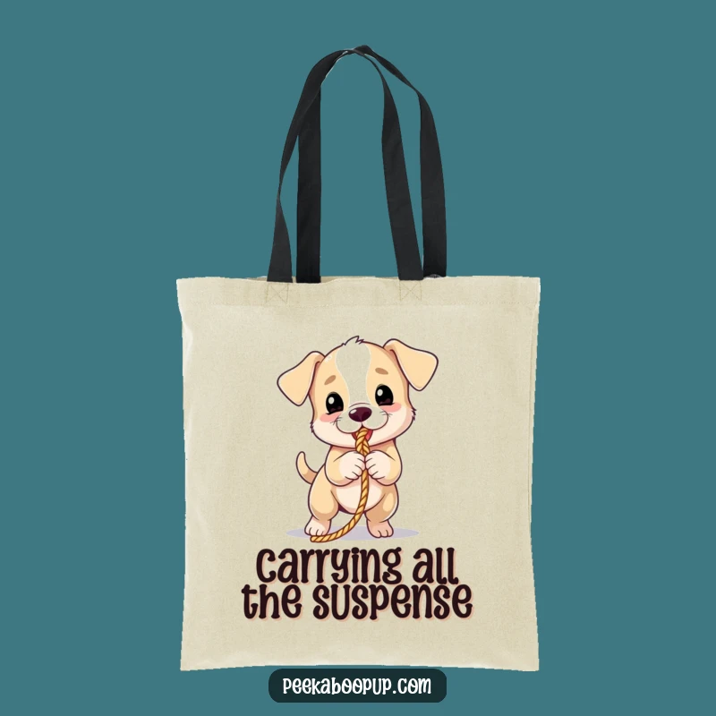 Funny Puppy Tug Tote Bag