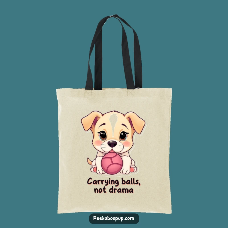 Funny Puppy Nudging Ball Tote Bag: Durable & Hilarious Dog Accessory Gift