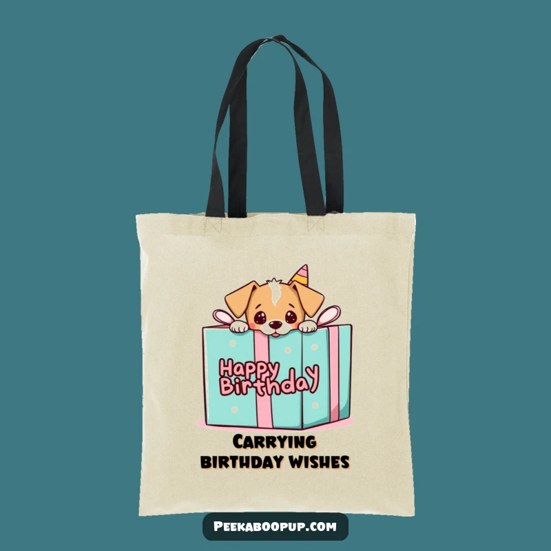 Funny Puppy Gift Tote Bag: Peek-a-Boo Style, Carry Your Excitement