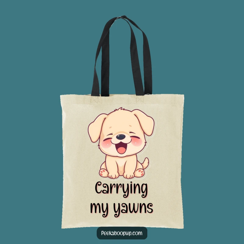 Funny Sleepy Puppy Yawn Tote Bag - Hilarious & Practical Tired Bag!