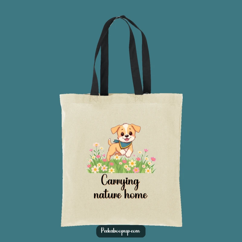 Funny Puppy Bloom Tote Bag: Carry Your Day with Floral Canine Charm