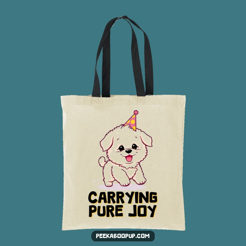 Funny Puppy Party Tote Bag: Tail Chase Style, Carry Your Fun