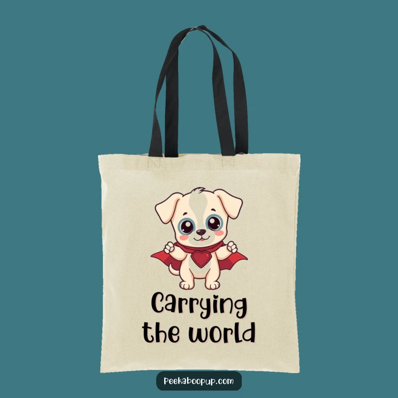Funny Hero Puppy Tote Bag: Carry Your Essentials Like a Superhero