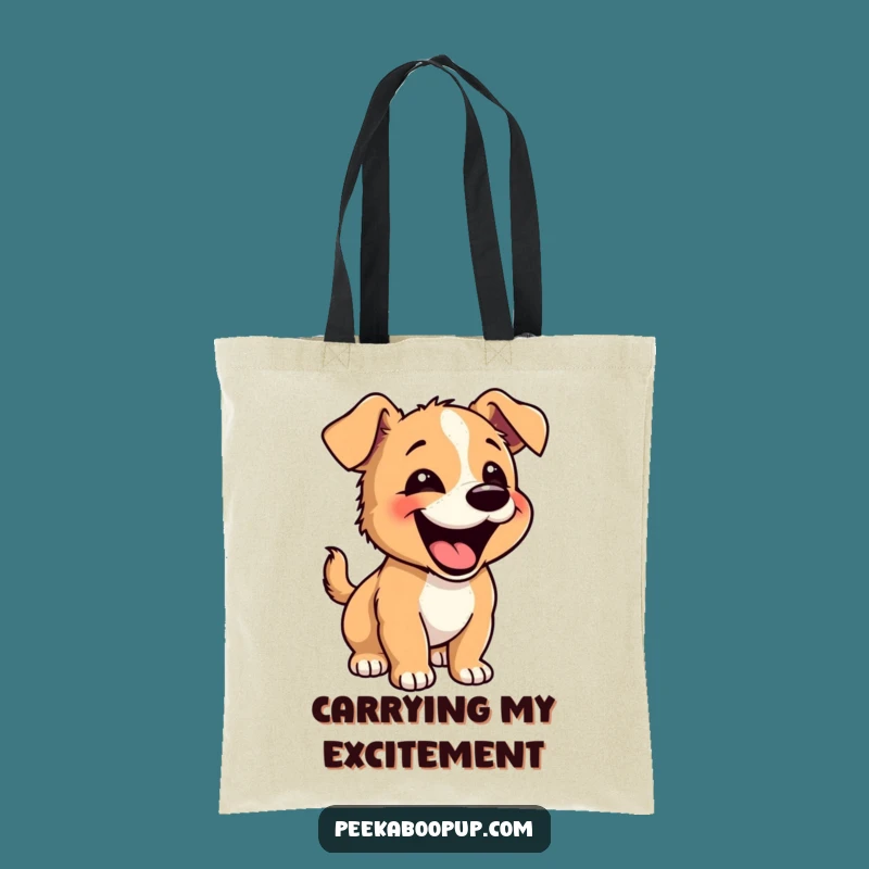 Funny Happy Puppy Tote Bag: Carry Your Joyful Spirit Everywhere