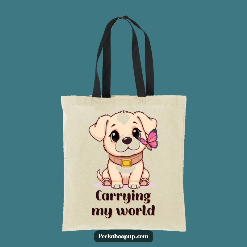 Funny Puppy Butterfly Tote Bag: Carry Charm with an Oversized Collar Pup