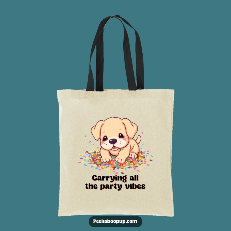 Funny Puppy Confetti Tote Bag: Carry Your Essentials with This Hilarious Dog Gift