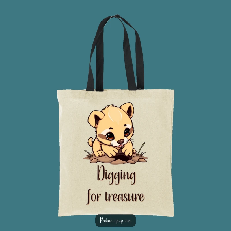 Funny Puppy Digging Tote Bag - Humorous Dog Lover Gift for Active Days