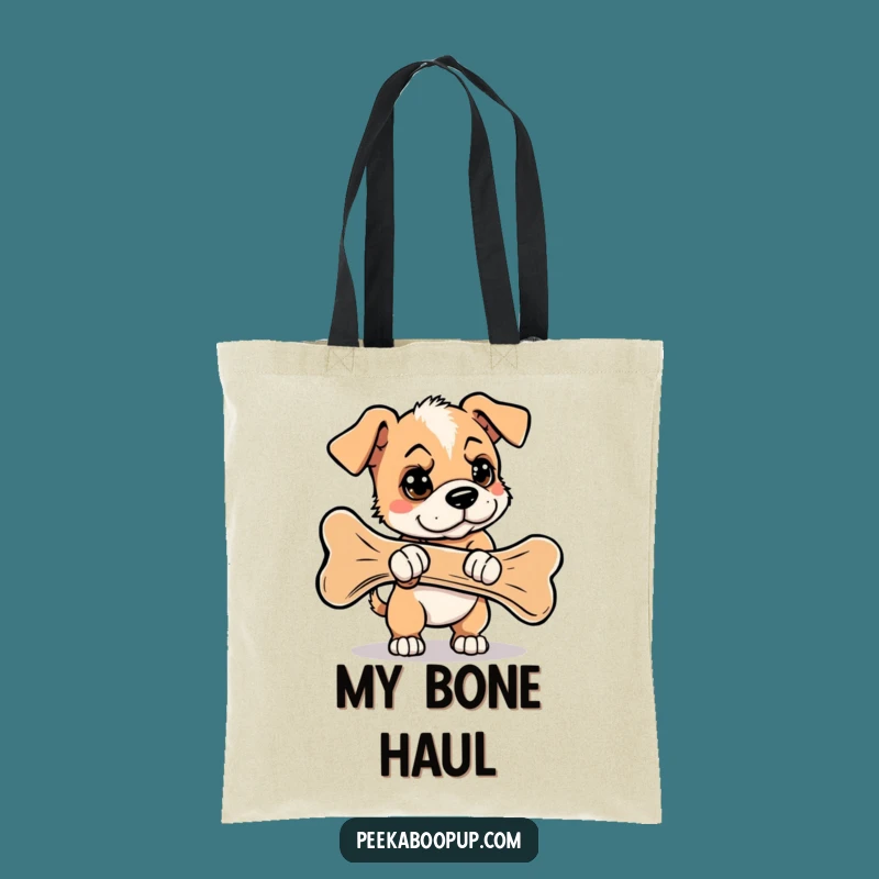 Funny Puppy Giant Bone Tote Bag: Carry Your Goals, Perfect Gift